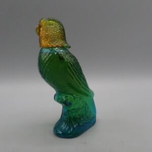 Vintage Avon Island Parakeet Glass Cologne Bottle Blue Green Bird 5"